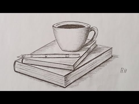 How To Draw A Book A Pen And A Cup A Silent Nature Drawing With A Pencil رسم كتاب طبيعة صامتة 