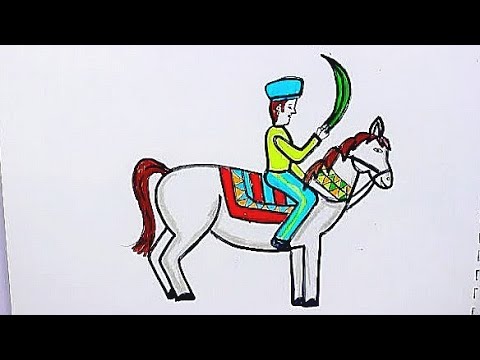 رسم عروسة حصان المولد رسم مولد النبوي الشريف رسم سهل خطوة بخطوةعروسة المولد 