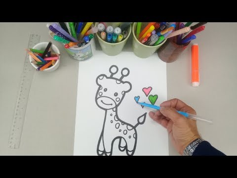 تعليم الرسم للأطفال كيف ترسم زرافة بسهولة 