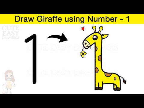 How To Turn 1 Into Giraffe Learn To Draw Giraffe Using Number 1 Coloring And Drawing Giraffe 