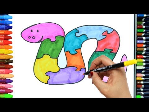 الرسم والتلوين للأطفال كيفية رسم احجية ثعبان الرسم للأطفال الأطفال ألوان الفيديو 