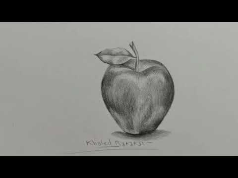 تعلم رسم التفاحة بطريقة سهلة بقلم رصاص Learn To Draw An Apple In An Easy Way With A Pencil 