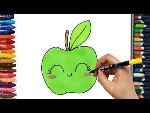 الرسم والتلوين للأطفال كيفية رسم تفاحة الرسم للأطفال الأطفال ألوان الفيديو 