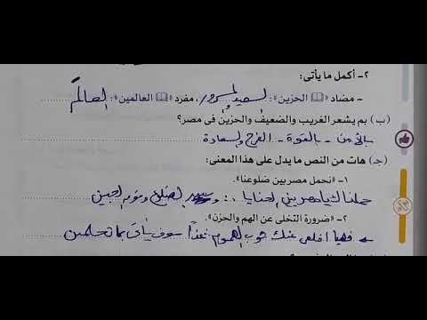 حل تمارين نص أحببناك يا مصر كتاب الأنوار 