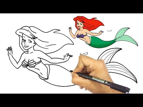 تعليم الرسم كيفية رسم حورية البحر اريل بالخطوات للمبتدئين 