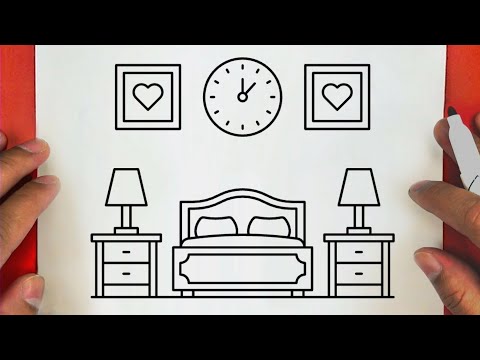 كيفية رسم غرفة نوم سهله خطوة بخطوة للمبتدئين رسم سهل تعليم الرسم للمبتدئين Bedroom Drawing 