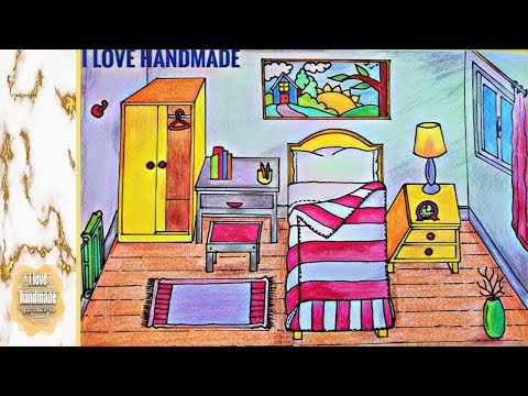 Draw Cute Bedroom Step By Step رسم غرفة نوم كيوت جدا ولا أروع خطوة خطوة 