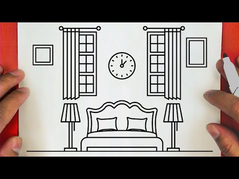 كيفية رسم غرفة نوم سهله خطوة بخطوة للمبتدئين رسم سهل تعليم الرسم للمبتدئين Bedroom Drawing 