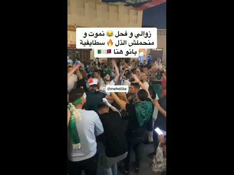 شاهد جزائريين في قطر خلطوها بالغنا والرقص زوالي وفحل نموت منحملش الذل 