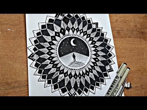 تعلم رسم ماندالا باحترافية للمبتدئين خطوه بخطوه How To Draw A Mandala Step By Step For Beginners 