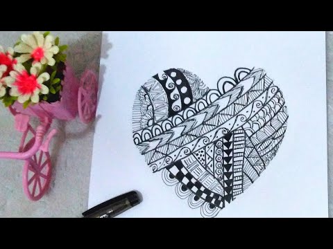 رسم ماندالا بسيط علي شكل قلب بالخطوات للمبتدئين How To Draw A Mandala Heart 