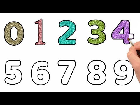 تلوين ورسم وتعليم الارقام بالانجليزية للاطفال Drawing And Coloring Numbers For Kids 