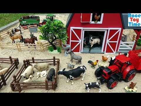 Farm Animal Toys In The Sandbox 