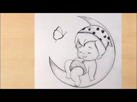 رسم بالرصاص رسم طفل صغير سهل للمبتدئين رسم سهل كراسات رسم تعليم الرسم 
