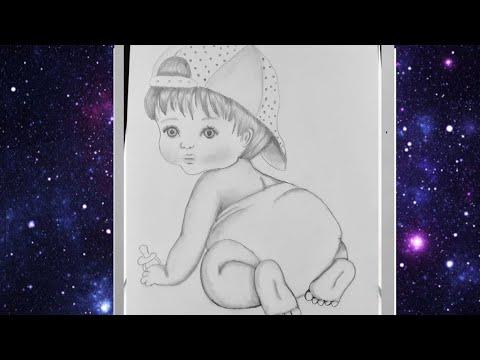 تعليم الرسم بالرصاص رسم طفل صغير بأبسط الأدوات How To Draw A Baby For Beginners Pencil Sketch 