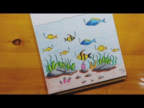 طريقه رسم عالم البحار How To Draw Sea World 
