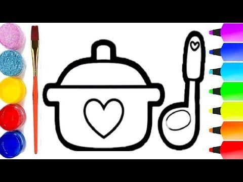 تعليم الرسم للاطفال كيفية رسم ادوات المطبخ للاطفال 