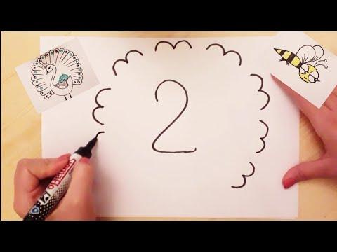 تعلم الرسم بالأرقام والحروف رسم طاووس ونحلة سهل جدا How To Draw From Number And Letter 