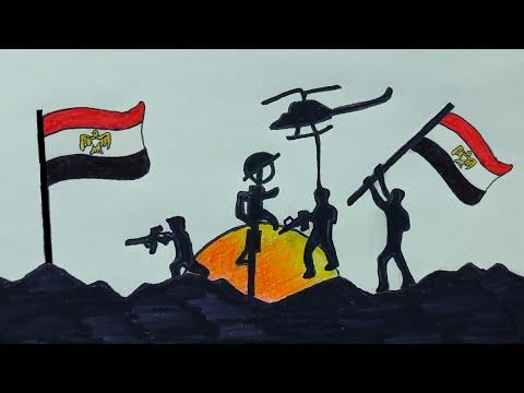 رسم سهل رسم حرب 6 اكتوبر بطريقة سهلة جدا رسم موضوع عن حرب اكتوبر 73 رسم 6 اكتوبر رسم علم مصر 