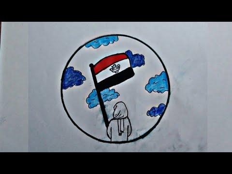 رسم سهل رسم حرب اكتوبر بطريقة سهلة جدا رسم موضوع عن حرب اكتوبر 73 رسم 6 اكتوبر رسم علم مصر 