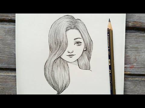 رسم سهل تعليم رسم بنت مع شعر طويل سهل خطوه بخطوه للمبتدئين بطريقة سهلة رسم بنات 