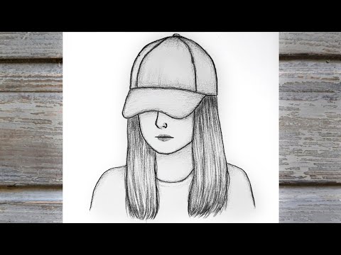 رسم سهل تعليم رسم بنت تلبس قبعة سهل بقلم الرصاص تعليم الرسم 