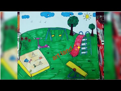 رسم مدينة الملاهي سهل و جميل خطوة بخطوة How To Draw Play Ground Step By Step 