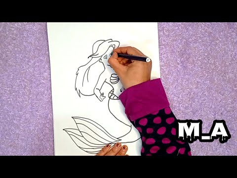 رسم سهل ولطيف. كيفية رسم حورية البحر. سهل جدا. رسم سهل. رسومات الرسم 