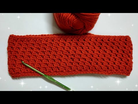 بندانة كروشيه للشعر بغرزة سهلة وسريعة فى ربع ساعة تخلص Crochet Headband Tutorial 