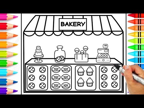 How To Draw A Bakery Step By Step For Kids Bakery Coloring Page Learn To Draw 