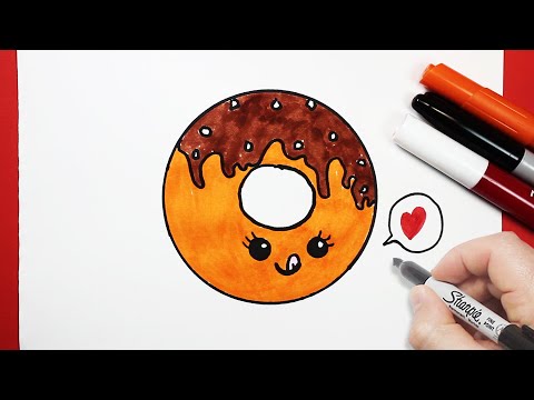 رسم حلوى دوناتس كيوت رسم كيوتات سهلة تعليم الرسم للاطفال 