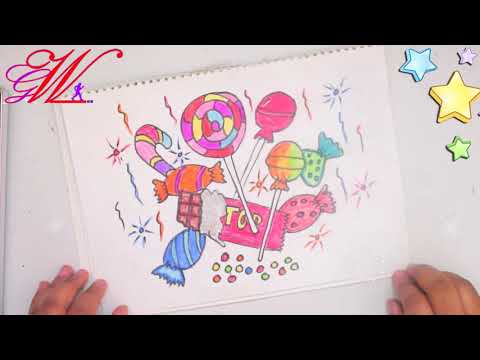 طريقة رسم وتلوين حلويات و شوكولاتة How To Draw A Sweets Candy And Chocolates Step By Step Easy 