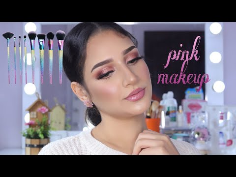 مكياج بينك ناعم تجربه طقم فرش جديد سعره رخيص Pinky Makeup Look 