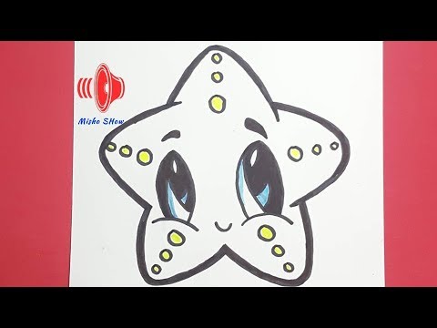 تعلم رسم نجم البحر خطوة بخطوة تعليم الرسم للمبتدئين HOW TO DRAW A CUTE STARFISH EASY 