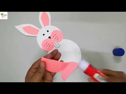 جنة الأطفال قص ولصق عمل ارنب بالورق للاطفال سهل صنع ارنب من الورق اشغال يدوية 