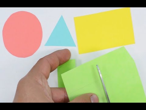 Cutting Shapes طريقة قص الأشكال الهندسية مربع مستطيل دائرة مثلث أفكار بسيطة للأطفال 