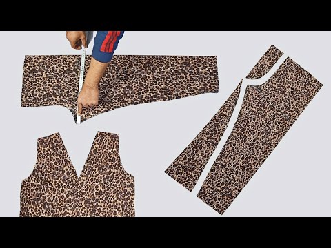 طريقة قص و تفصيل جمبسوت للكبار بطريقة سهلة جدا خياطة سالوبيت شتوي How To Sew Overalls 