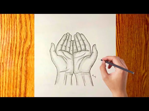 رسم سهل كيفيه ترسم يدين للدعاء خطوه بخطوه المبتدئين رسومات بالرصاص 