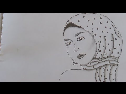 رسم فتاة بنت محجبة للمبتدئين Drawing A Veiled Girl Girl 