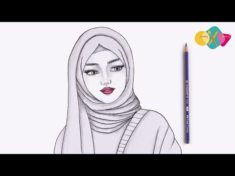 رسم بنات محجبات بالرصاص سهل جدا للمبتدئين تعلم رسم فتاة محجبة بالرصاص رسم بنات سهل جدا 