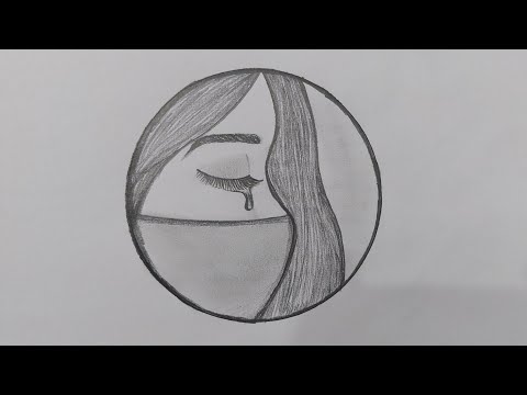 Crying Girl Drawing Circle Drawing For Beginners رسم بنات کیوت بالرصاص خطوة بخطوة للمبتدئین 