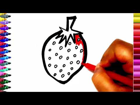 رسم وتلوين فراولة How To Draw And Color A Strawberry 