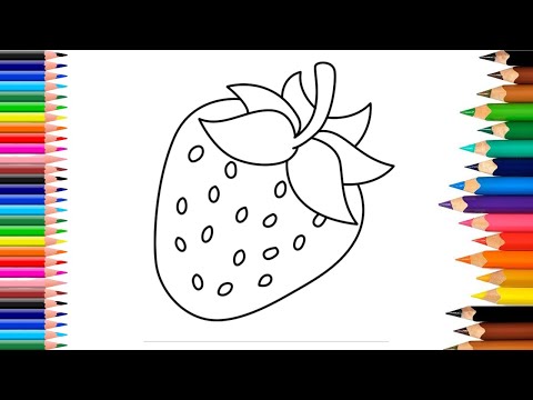 How To Draw A Strawberry Strawberry Drawing Painting Coloring For Kids And Toddlers 