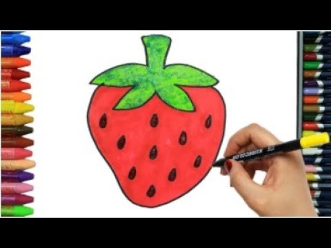 كيفية رسم الفراولة والفراشة تلوين اطفال HD الرسم والتلوين الرسم للأطفال How To Draw Strawberry 