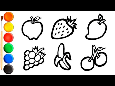 Learn How To Draw Fruits Drawing Penting Coloring For Kids And Toddlers Easy Fruits Drawing 