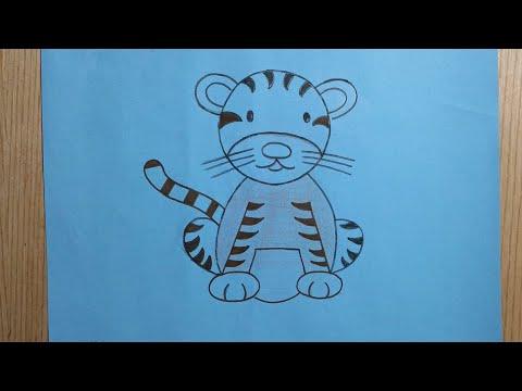 تعليم الرسم رسم نمر كيوت للاطفال والمبتدئين خطوة بخطوة رسم سهل 