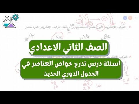 اسئلة درس تدرج خواص العناصر فى الجدول الدورى الحديث علوم الصف الثانى الاعدادى 