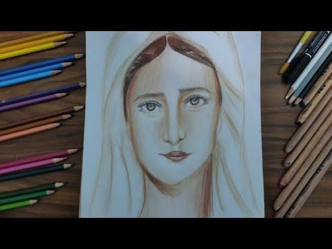 رسم صورة السيده العذراء مريم How To Draw A Virgin Mary 