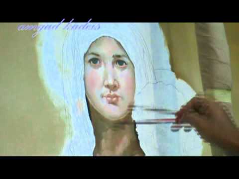 امجد قديس رسم السيدة العذراء Amgad Kadeis Drawing The Virgin Mary 