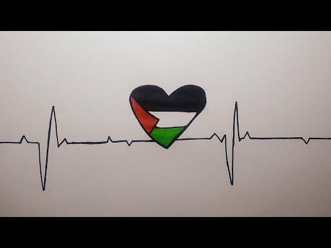 رسم سهل رسم تعبيري عن فلسطين الحبيبة رسم معبر عن فلسطين رسم علم فلسطين فلسطين في القلب 